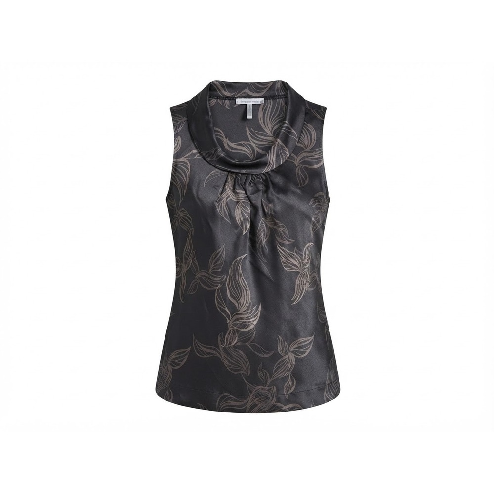 Silk Cowl Neck Blouse Women Medium Petite Grey Floral